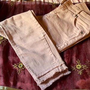 Loft Blush Pink double fringe skinny jeans